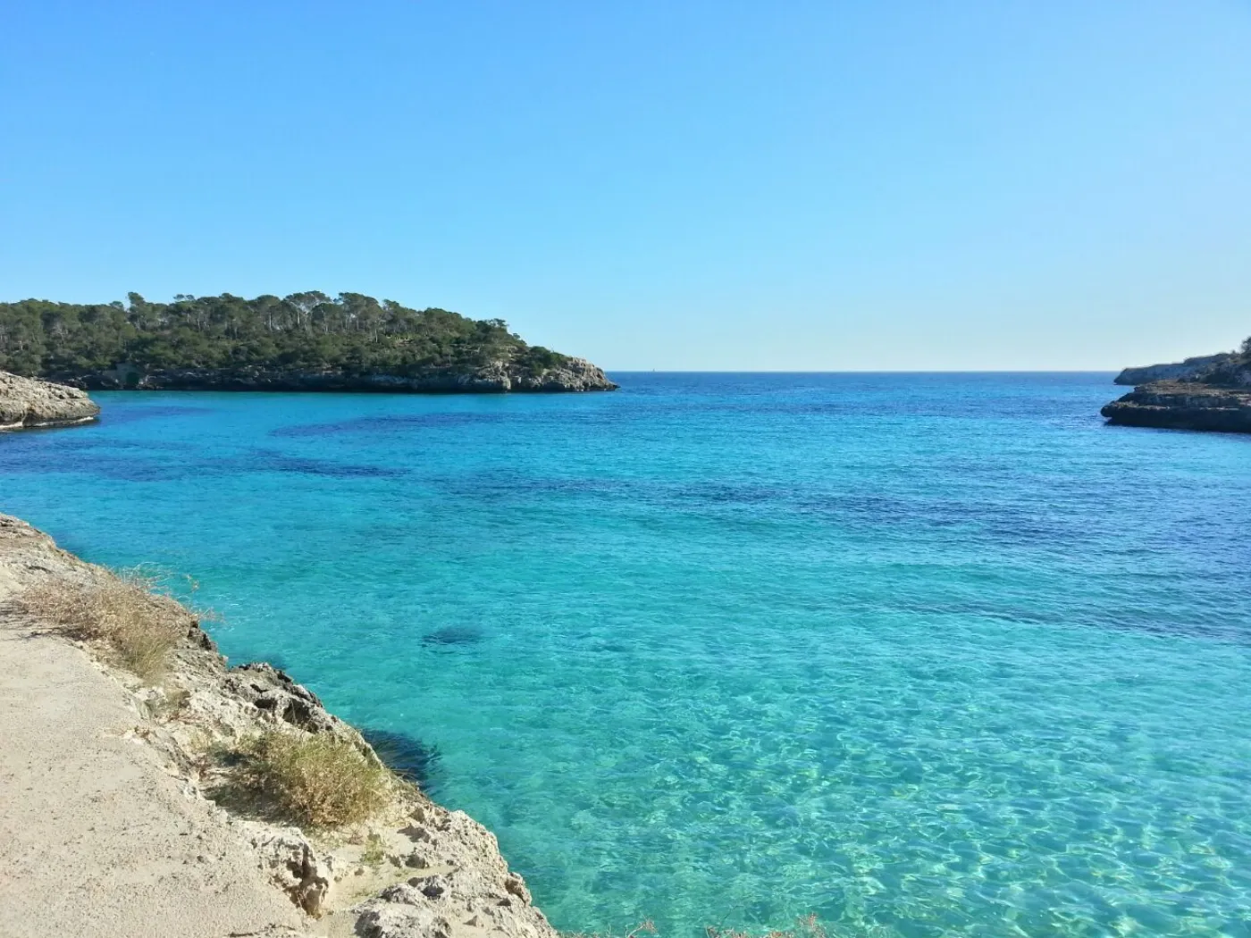 Turquoise cove at Mondrago Natural Park near Cala d'Or