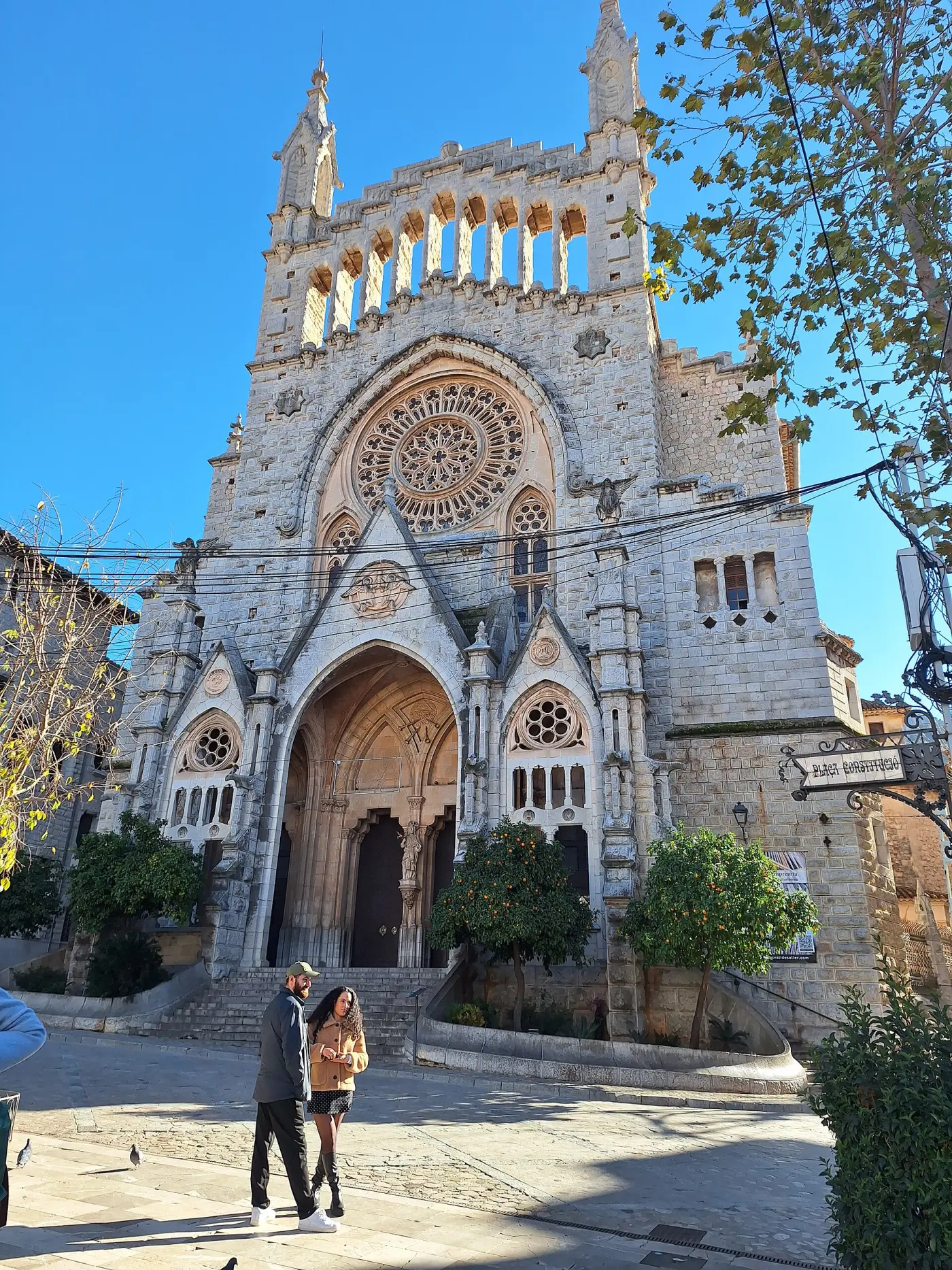 The Modernista façade of the Sant Bartomeu church in Sóller