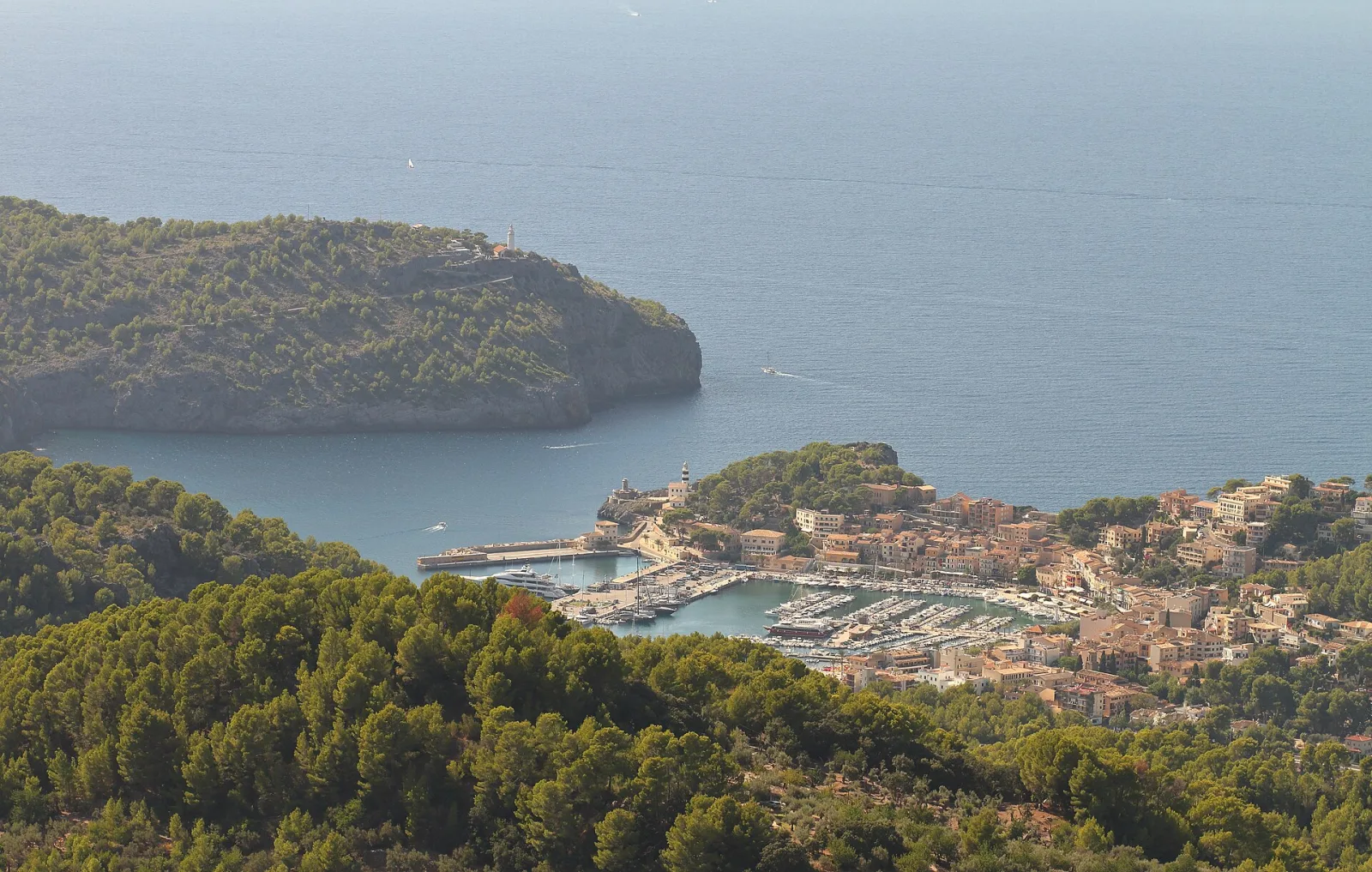 View over Port de Sóller bay from the Mirador de Ses Barques viewpoint
